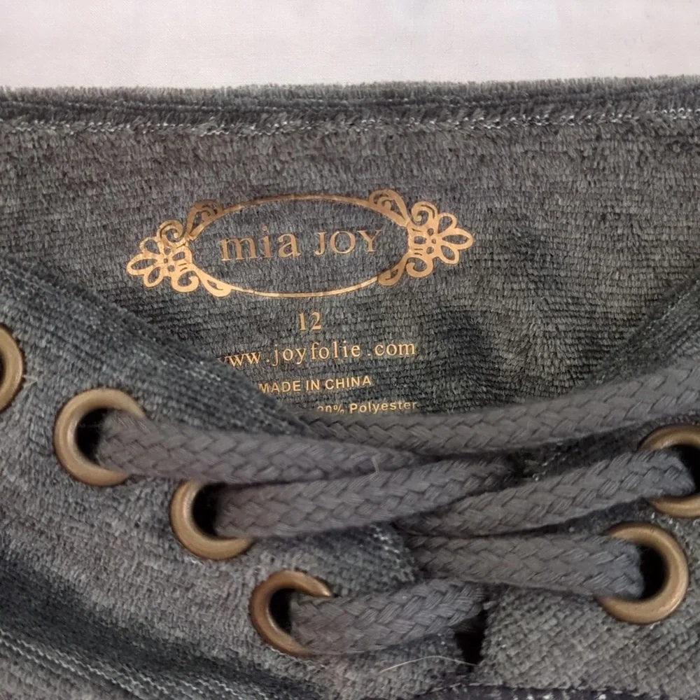 Mia Joy | Dark Grey Velour Lounge Pants Lace Up Waist | 12 New